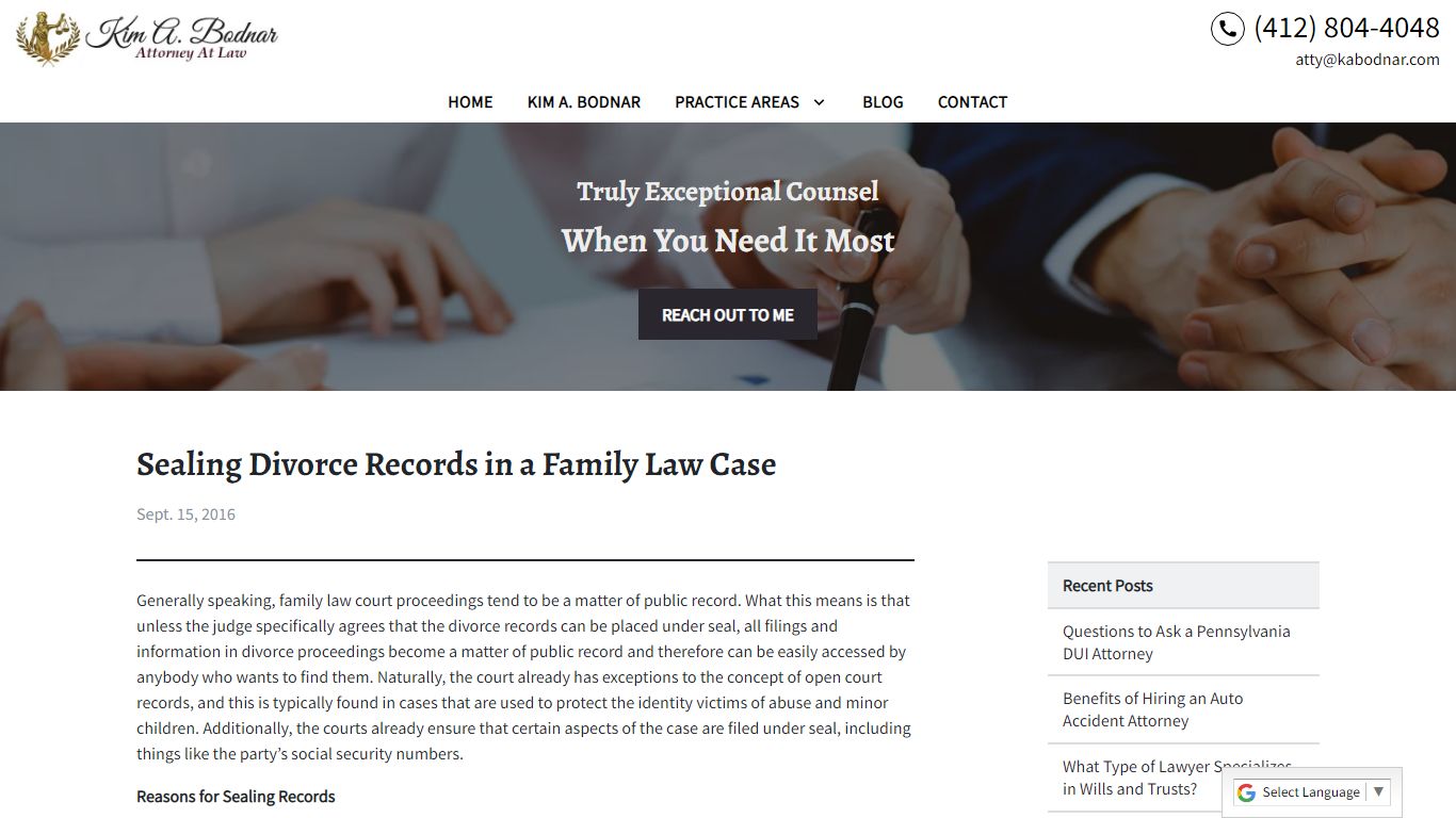 Sealing Divorce Records in a Family Law Case